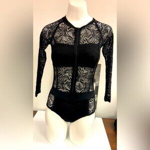 PRODONNA PARI LA BELLE BLACK LACE BODY SUIT IN LONG SLEEVE
